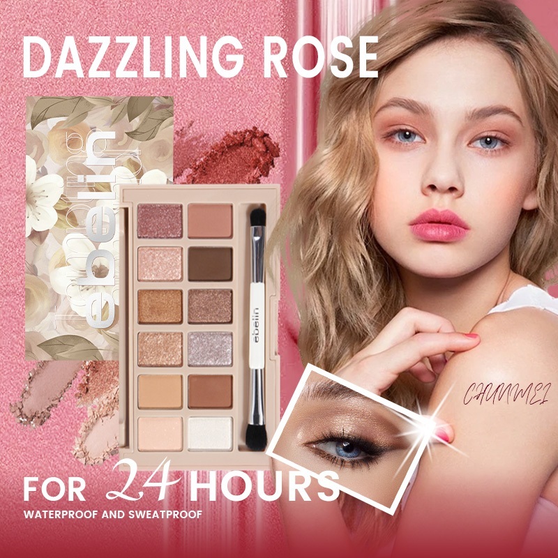 ⚡ ebelin 100% new  Palet Eyeshadow 12 Warna Belas On Make Up Palet Eyeshadow Lengkap Palet Eyeshadow