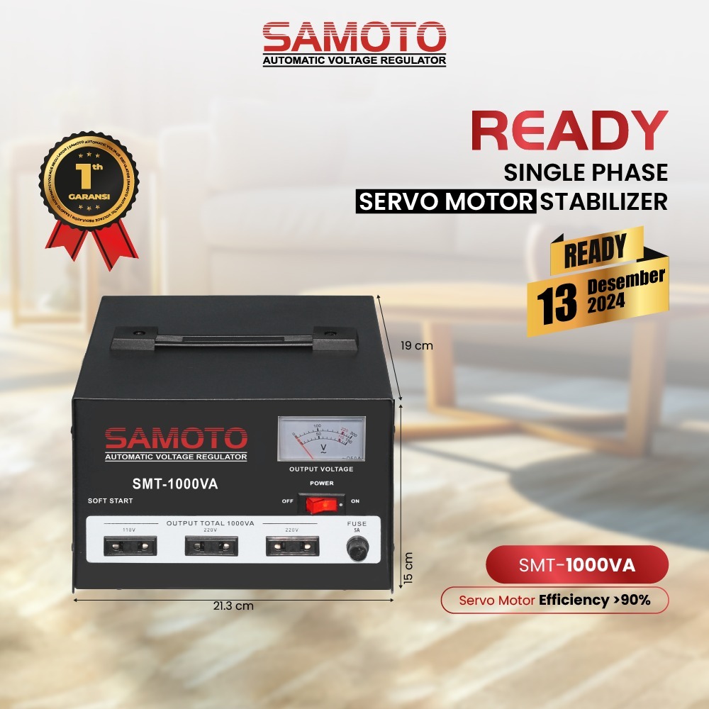 STABILIZER SAMOTO 1000VA - STAVOLT LISTRIK 1000VA STABILIZER KOMPUTER / PERALATAN RUMAH