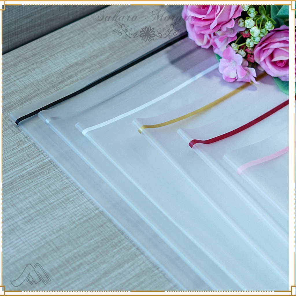 

[ 5 PCS ] Flower Wrapping Motif List Transparant Putih Cellophane Waterproof Kertas Buket Bunga