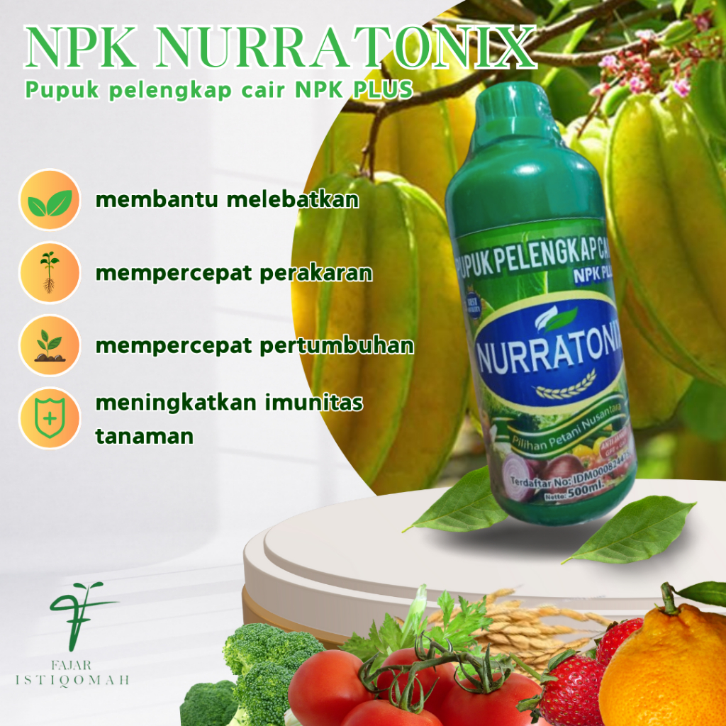 PUPUK PELENGKAP CAIR NPK PLUS ANTI JAMUR ZPT + GA7 NURRATONIX MENYUBURKAN BELIMBING ISI 500ML