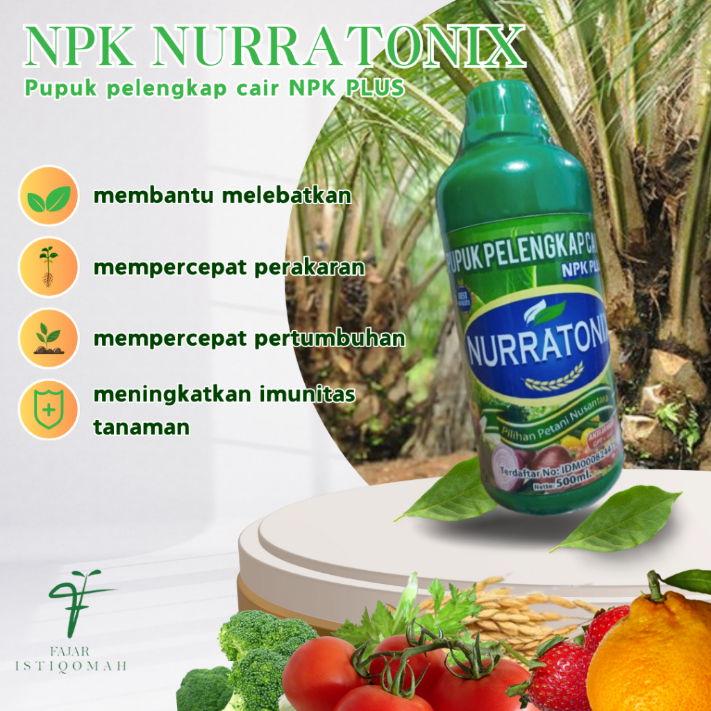 PUPUK PELENGKAP CAIR NPK PLUS ANTI JAMUR ZPT + GA7 NURRATONIX MENYUBURKAN KELAPA SAWIT ISI 500ML