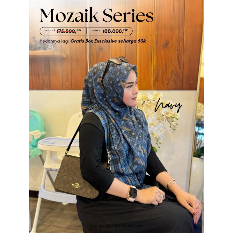 MOZAIK series journey jilbab terbaru JP maroon hitam navy brown Charcoal bw