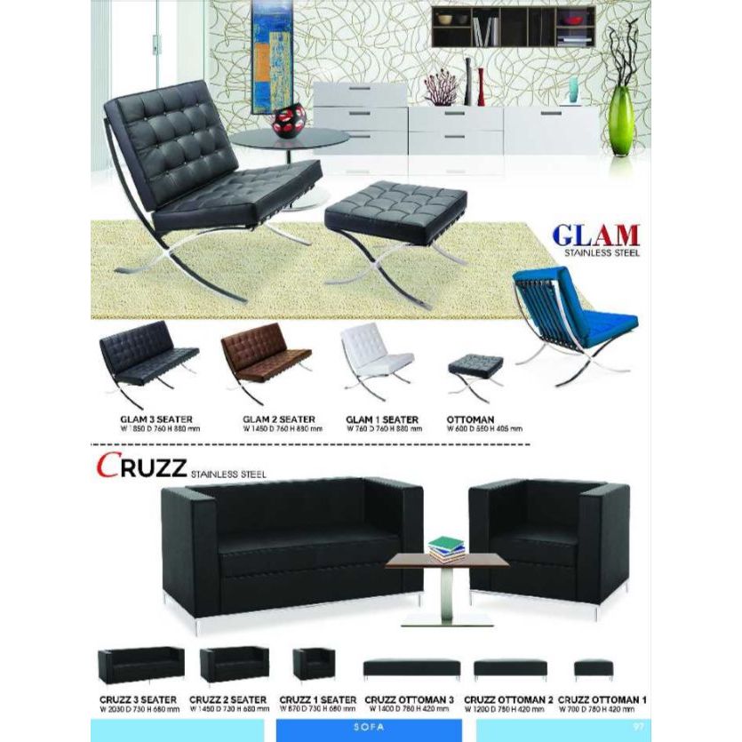 Sofa Kantor Ichiko GLAM 1 SEATER 2 SEATER 3 SEATER OTTOMAN & CRUZZ 1 SEATER 2 SEATER 3 SEATER OTTOMA