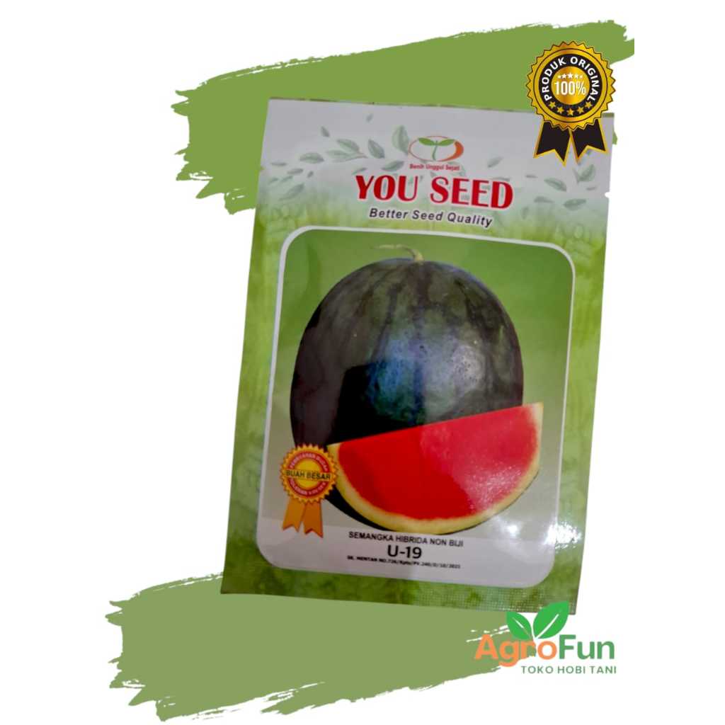 Benih  Semangka Tanpa Biji U-19 F1 isi 20 gr Non Bjii Bibit You Seed bulat amara