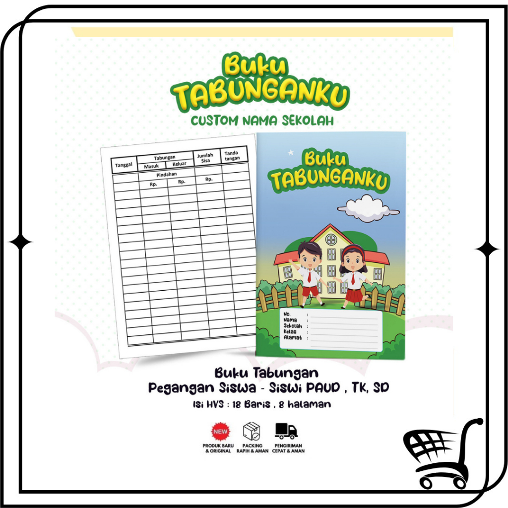 

Toko99 - Buku Tabungan Custom Nama + Cover & Lembaga Sekolah Berserta Alamat Tabungan Sekolah PAUD , TK , SD,,,,,