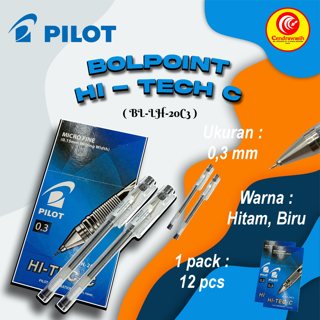 

BOLLPOINT HI-TECH C PILOT BL-LH-20C3 0,3MM HITAM BIRU PCS