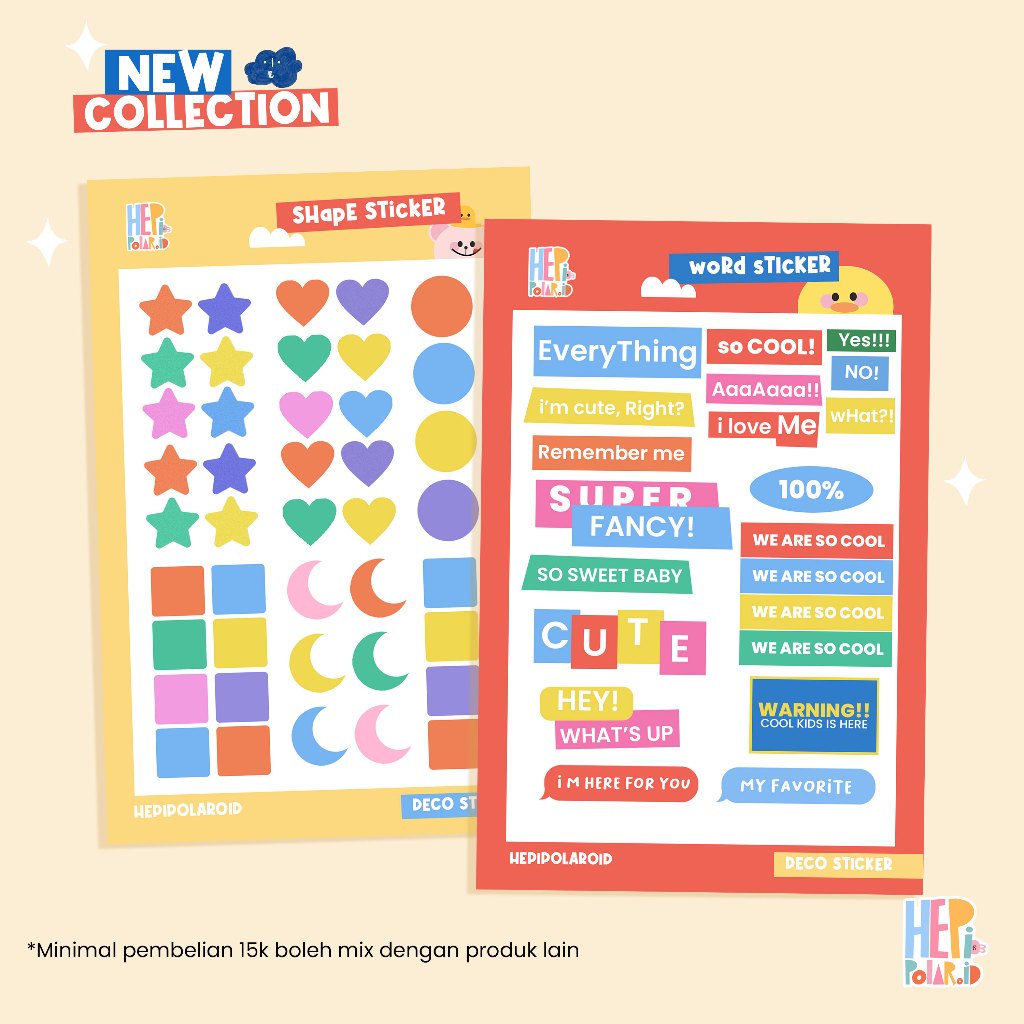 

Deco Sticker Series - Shape & Word Stickers – Cute & Colorful!