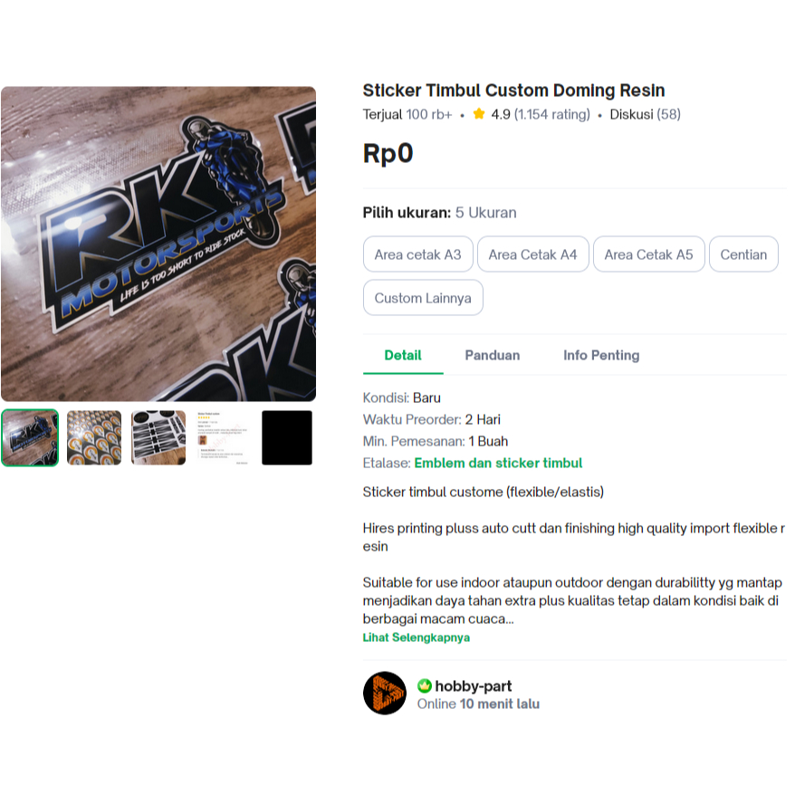 Sticker timbul resin custom