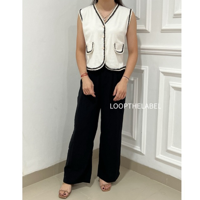 NIKA TOP - PAKAIAN ATASAN WANITA WARNA PUTIH WHITE NATAL CHRISTMAS / VEST KNIT / ROMPI RAJUT / OUTER