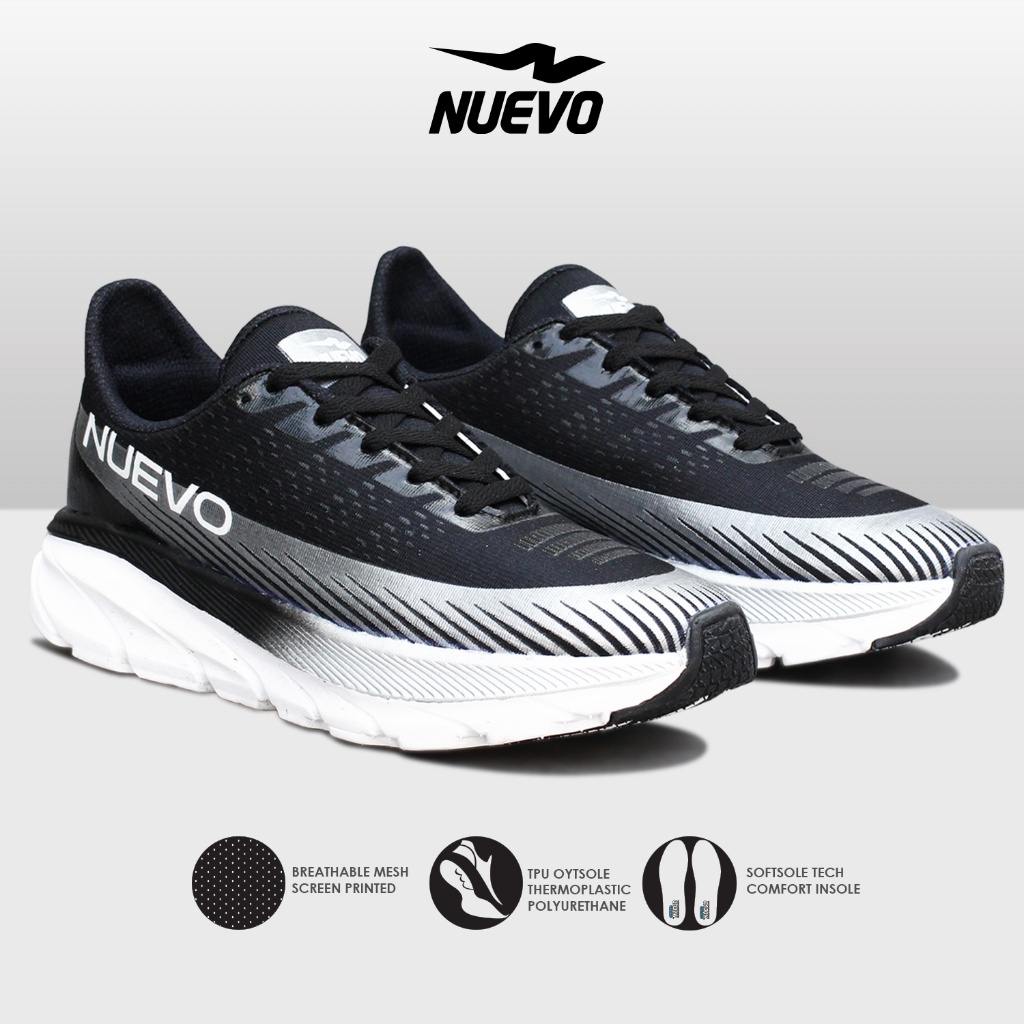NUEVO  Dexter Hitam Silver Sepatu Pria Sneakers Casual Sepatu Olahraga Cowok Running