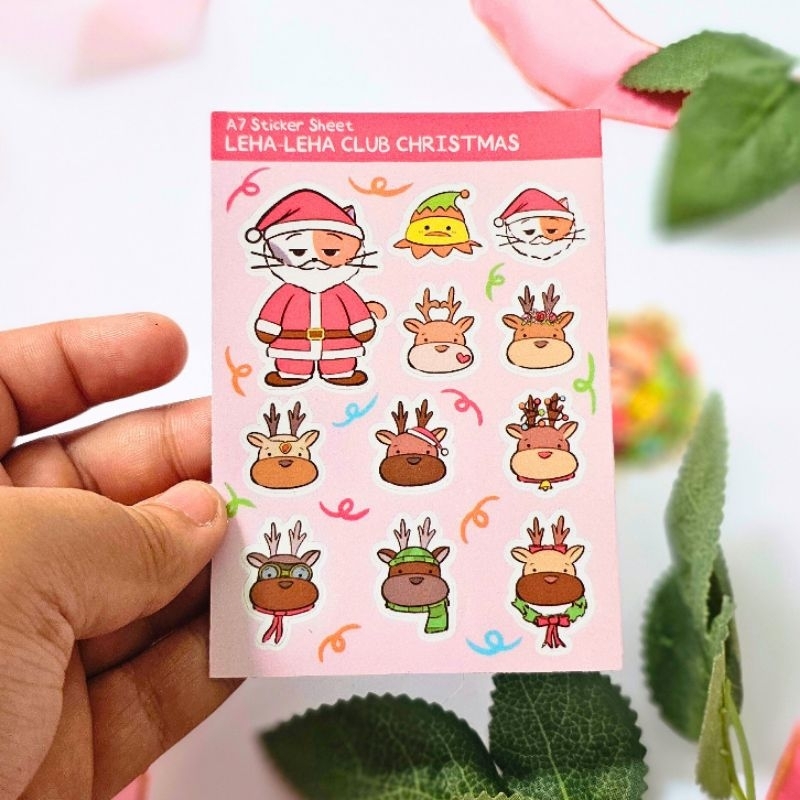 

LEHA-LEHA CLUB - Christmas Sticker Sheet A7 | Gemma Cat Soba Duck| Cute Journaling Sticker Natal