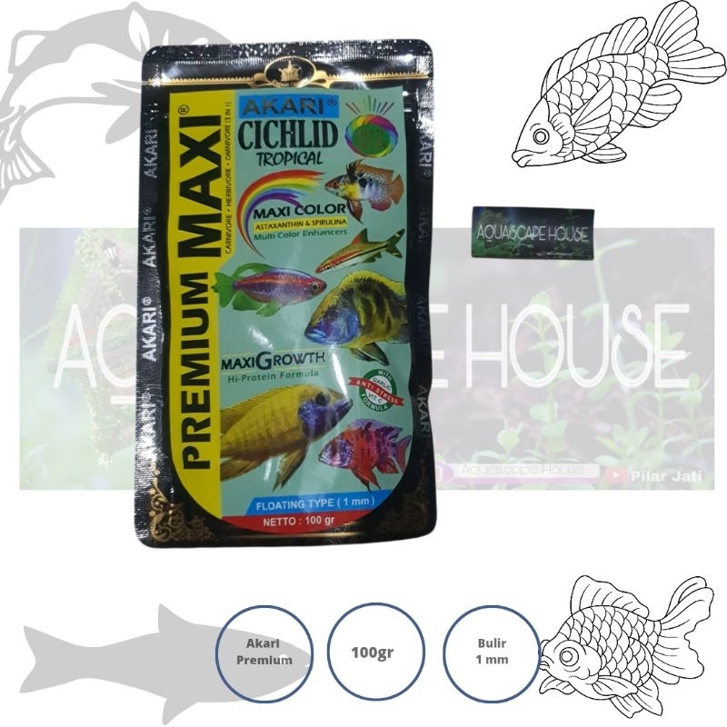 Akari Premium Blue premium red premium Maxi pelet ikan penambah warna 100gr
