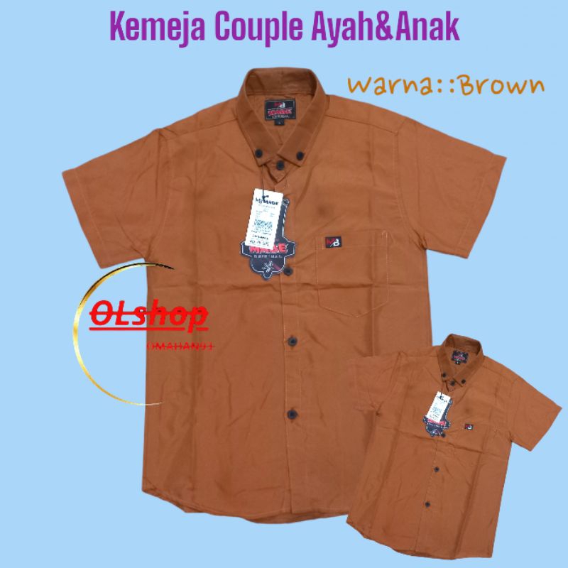 Hem Couple Kemeja Polos Couple Katun Ayah Dan Anak Warna Brown coklat polos katun