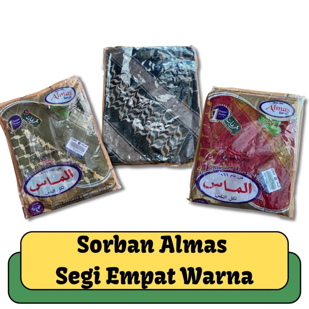 OLEH OLEH HAJI DAN UMROH SORBAN ALMAS KONCER I SORBAN PALESTINA I SAL ARAB I SORBAN ALMASIN WARNA MO