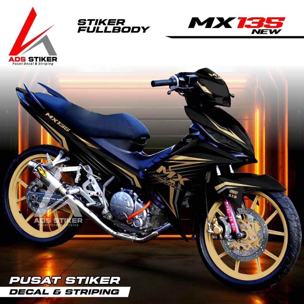 Decal Variasi Jupiter Mx 135 New full body Hitam Gold - Striping Mx Variasi 2
