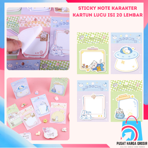 

PHG - Sticky Note Karakter Kartun Lucu Isi 20 Lembar Tempelan Kertas Catatan Memo Note Karakter Animal Mini Book Karakter Hewan Lucu 20 Sheets Memo Pad DIY Scrapbook Decorating Stationery
