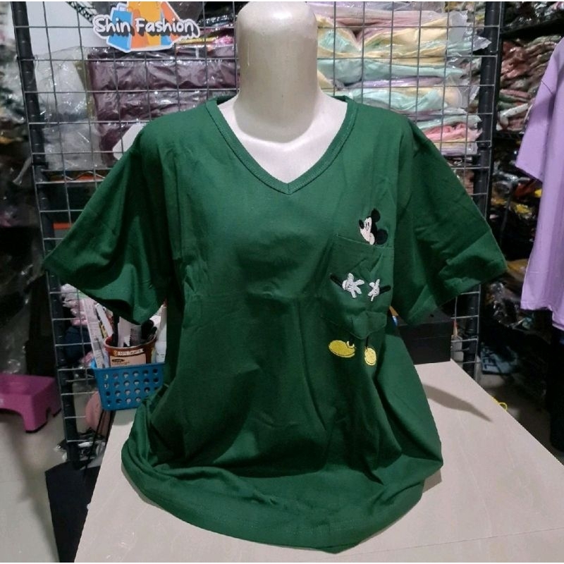 Kaos Vneck Lengan Pendek Wanita XXXL Oreenjy