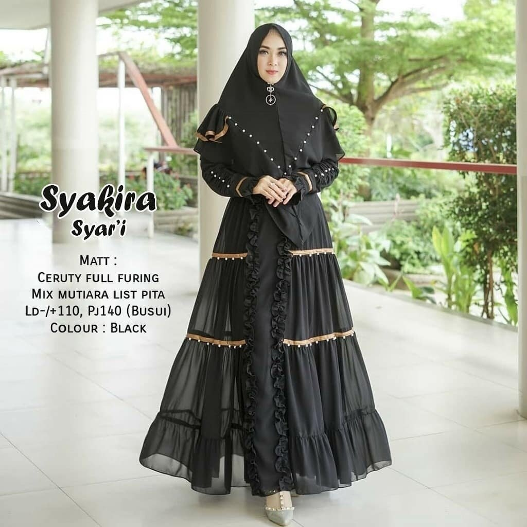 Syakira Syar'i Gamis Wanita Mewah dan Elegan bahan Ceruty Babydoll Premium Full Puring Lebaran 2026
