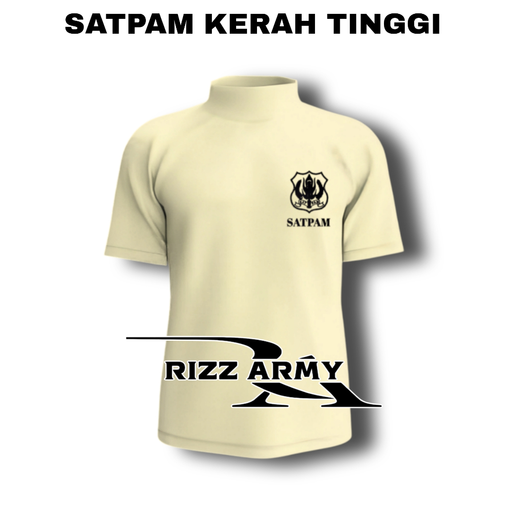 Kaos Seciruty Cream Kerah Leher Tinggi kaos Oblong satpam Polos Sablon baru krem 2024