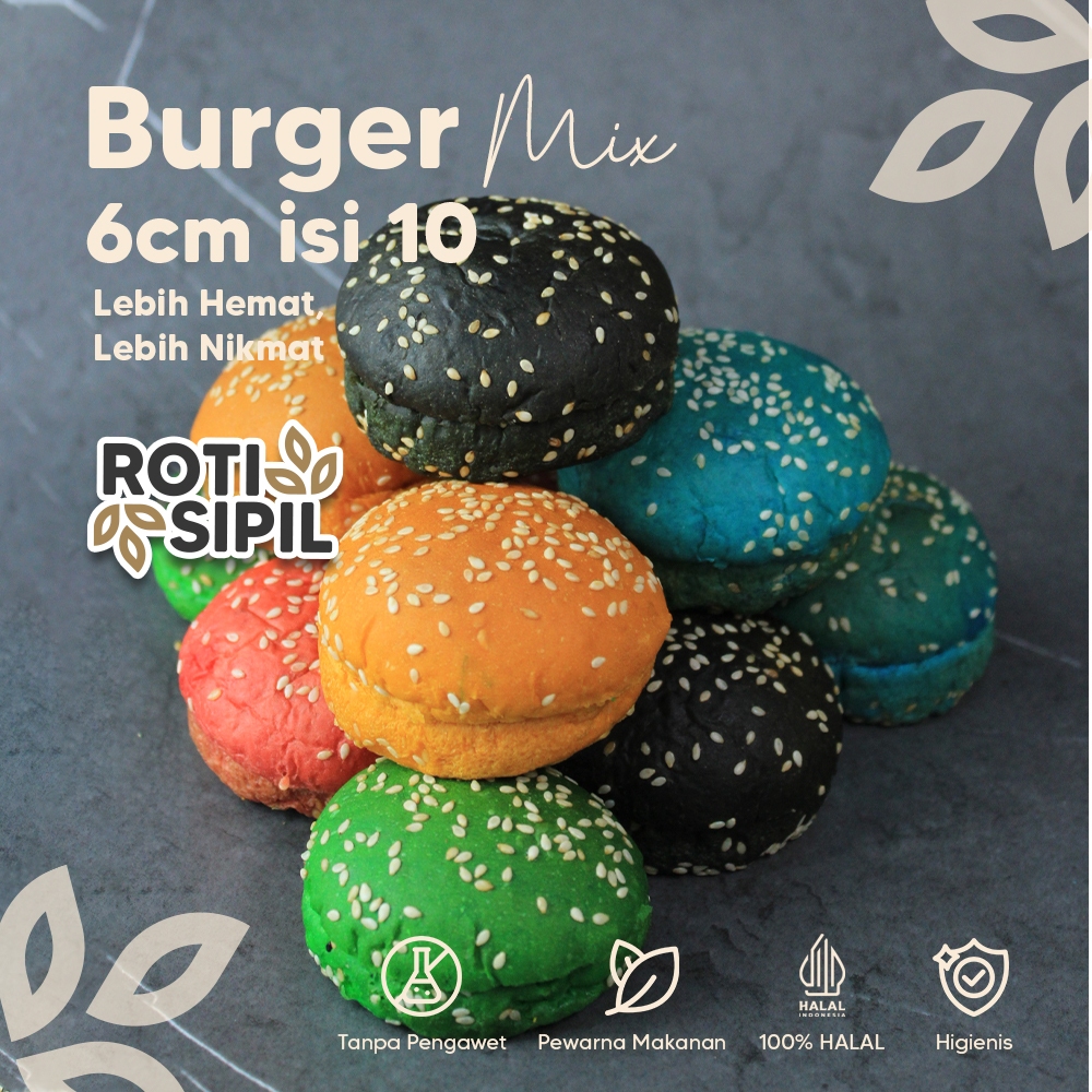 

Roti Burger Mix 6cm isi 10 | Base Burger 6cm Mix