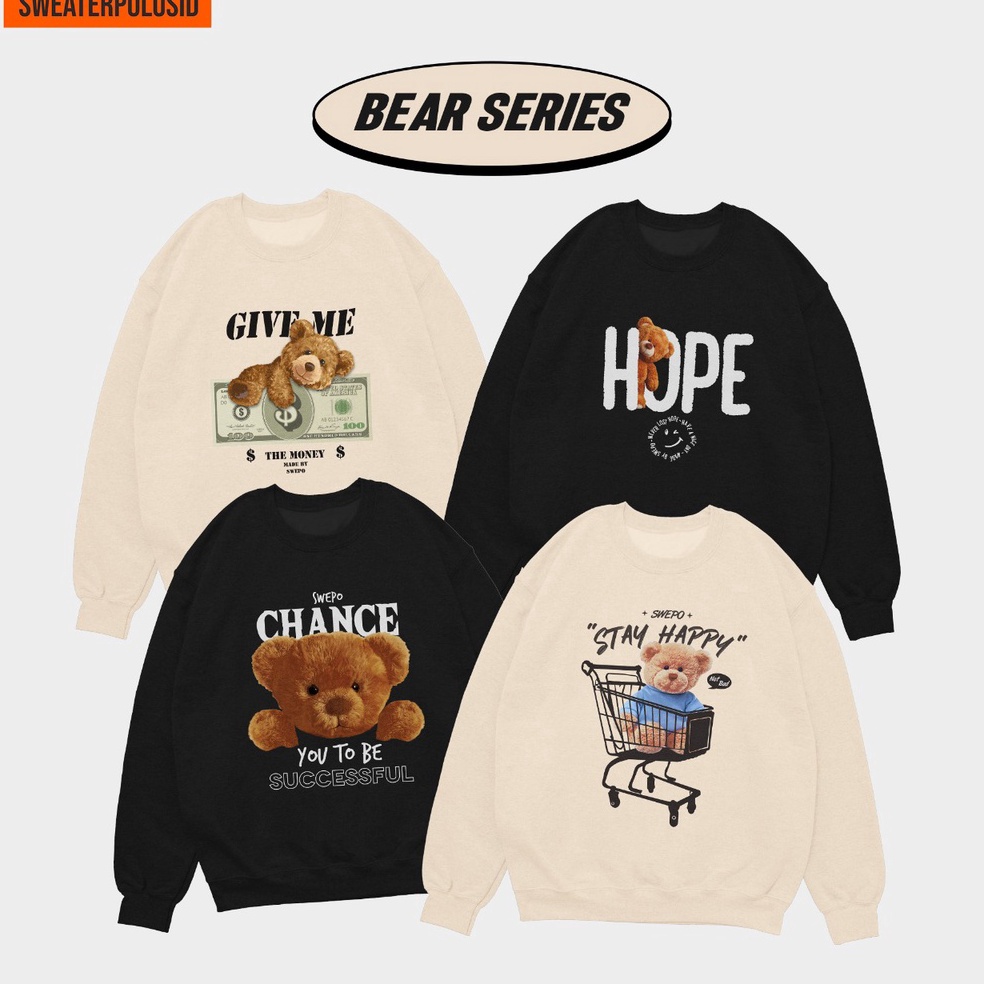 Terbaik SWEPO Basic Sweater Bear Series SABLON MXXL Pria  Wanita