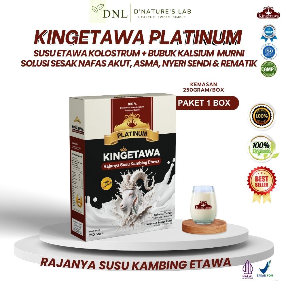 

Kingetawa Susu Bubuk Etawa Murni Tinggi Kalsium untuk Nyeri Sendi, Rematik dan Keluhan Pernafasan Kemasan 250gr 1 Box