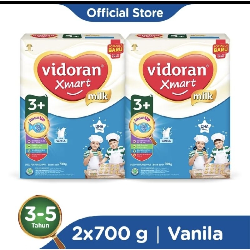 

Vidoran Xmart 3+ Vanilla susu pertumbuhan anak 3-5 Tahun (2BOX) exp 09/2025