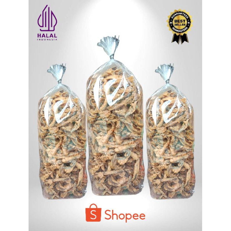 

keripik belut crispy khas klaten 1 kg Tepung Tebal & Tipis.