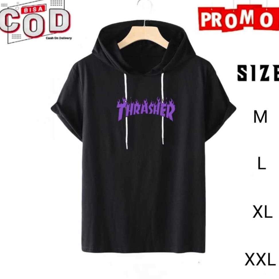 Terbaik ATASAN PRIA HOODIE KUPLUK LENGAN PENDEK