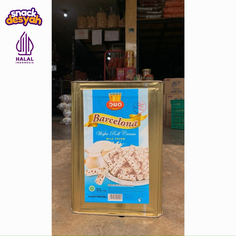 

BARCELONA WAFER ROLL CREAM ( 4 KG ) DUO / BARCELONA SUSU / BARCELONA PANDAN / BARCELONA STRAWBERRY