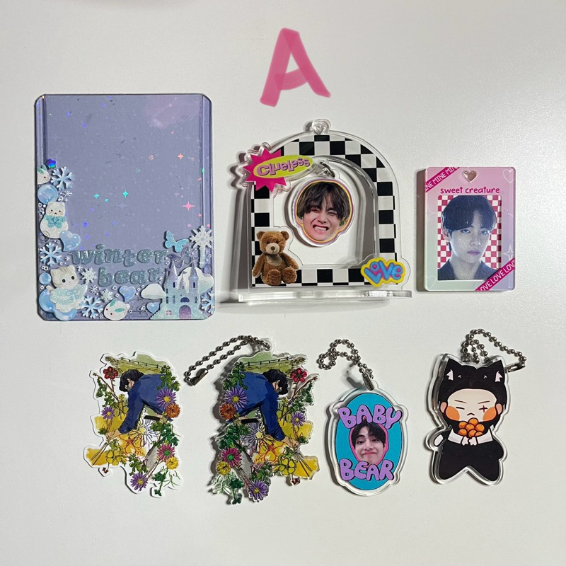 preloved bts trinkets keychain card holder pc cahol sticker yoongi jimin taehyung deco kit