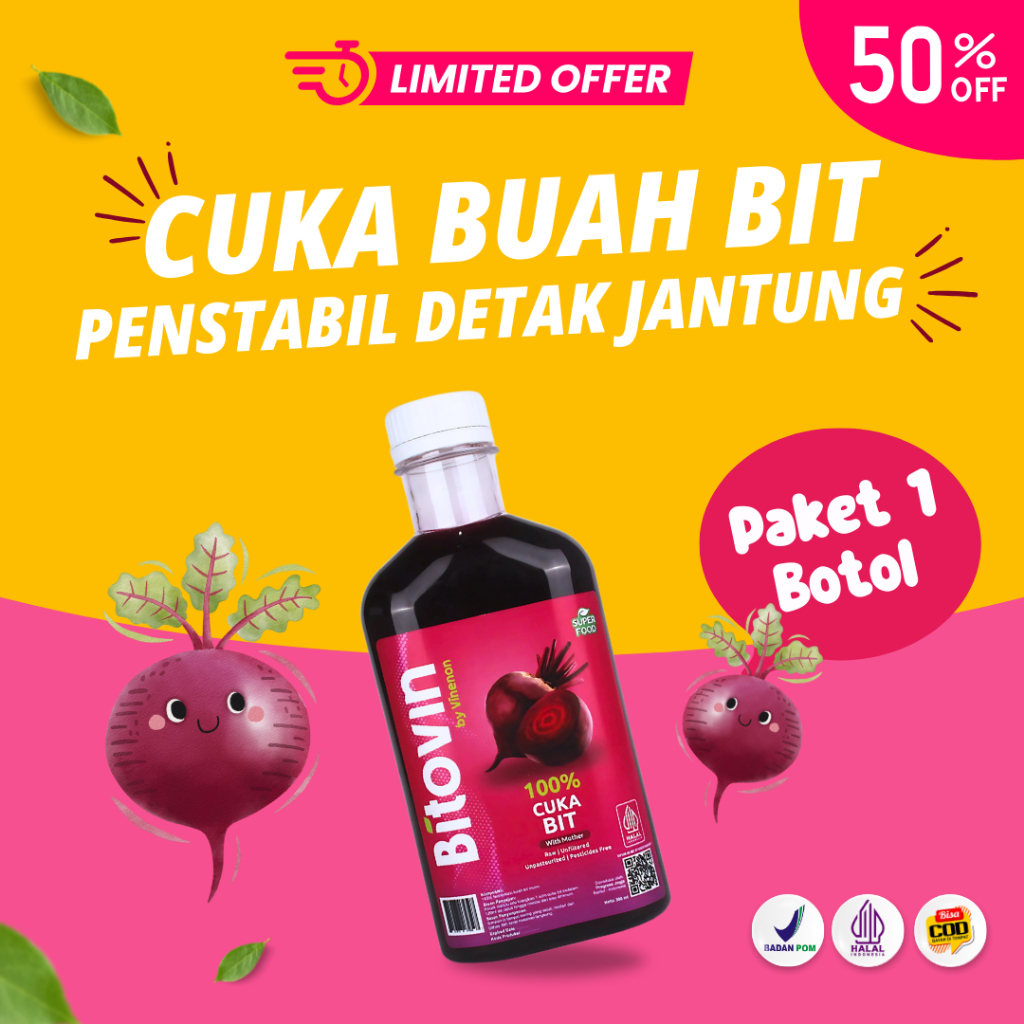 

BITOVIN Cuka Buah Bit With Mother - Tanpa Campuran Air dan Gula - BPOM