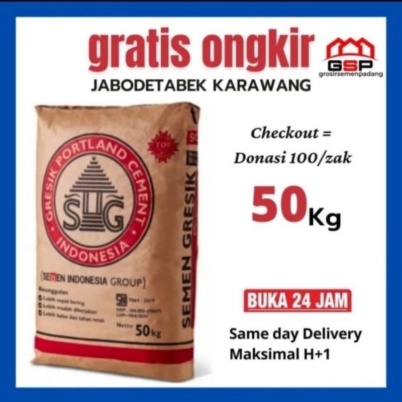 Semen Gresik 50kg 1/2 DO 80 zak Gratis Ongkir Jabodetabek