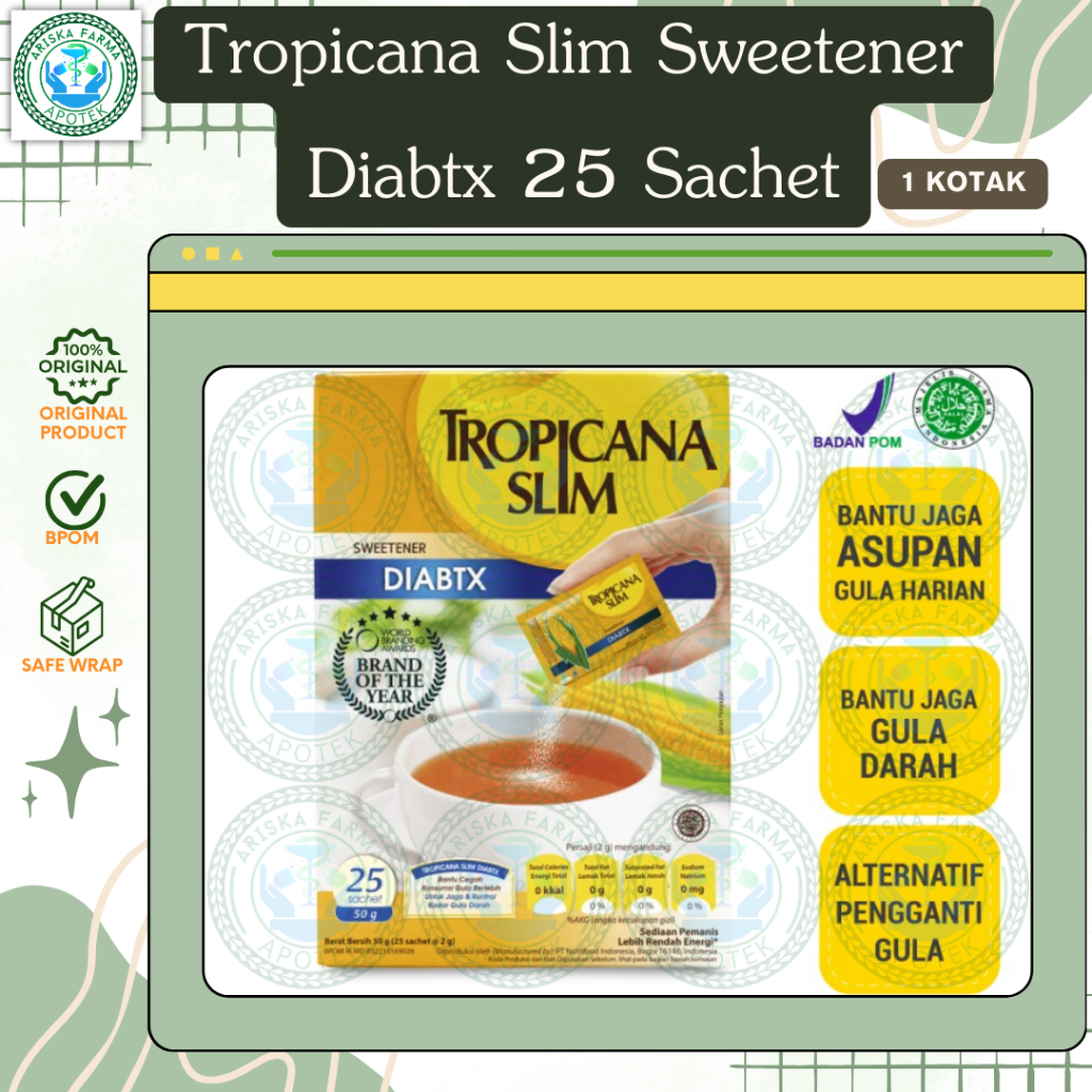 

Tropicana Slim Sweetener Diabtx 25 Sachet per kotak