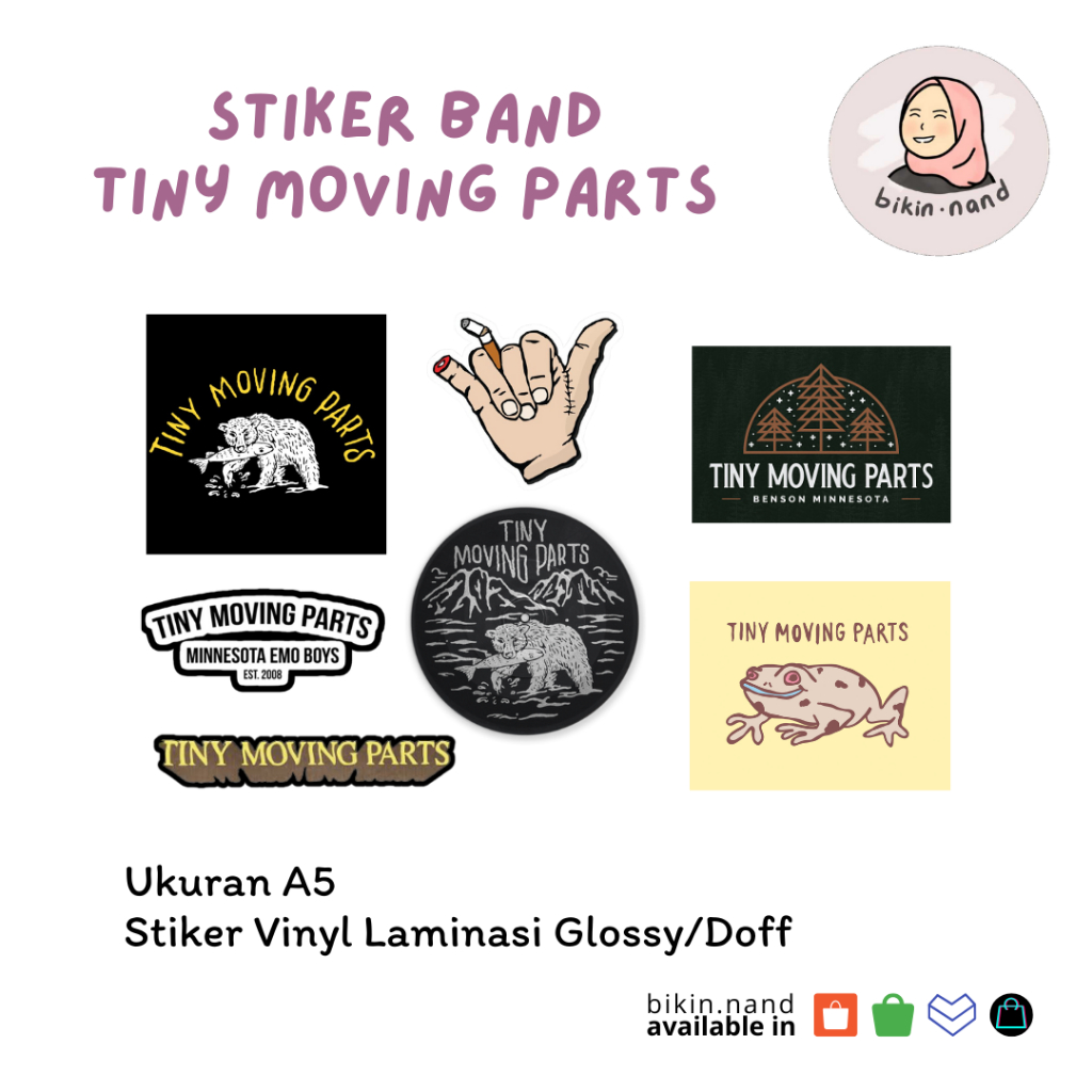 

STICKER PACK BAND Tiny Moving Parts (HIGH QUALITY) MURAH 7 pcs