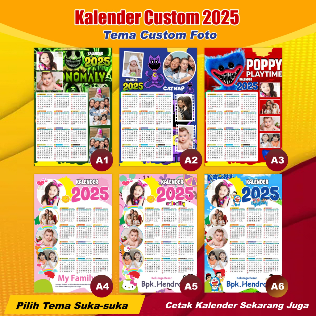 

Kalender 2025 Custom Foto, Poster Kalender Dinding 2025 Karakter Aesthetic