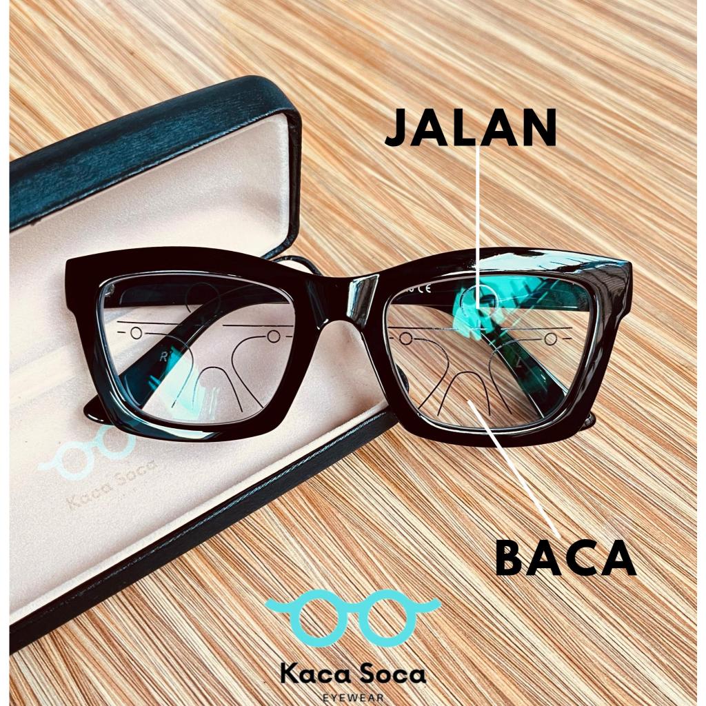 Kacamata Baca Plus Pria / Wanita Trendy Progresif Bluecromic Double Fokus Baca Dan Jalan