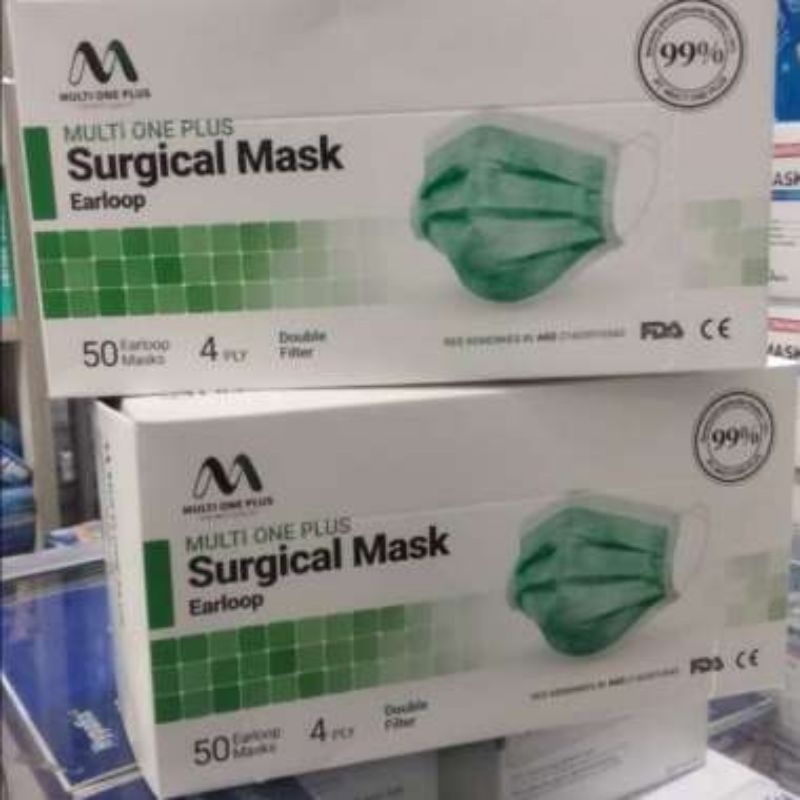 Masker 4Ply Multione Plus Earlop Surgical Mask Double Filter
