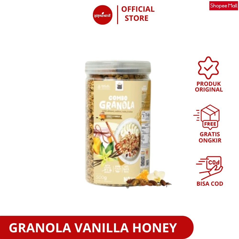 

Granola Honey & Vanilla 500 gr Timur Tengah Sereal Makanan Sehat High Quality - Toples