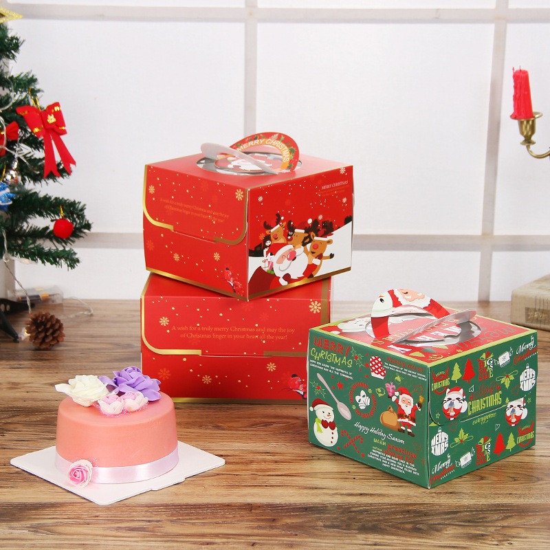 

[DUS KUE NATAL DENGAN HANDLE PEGANGAN] Handle Box Natal / Box Kotak Packaging Kue Snack Cookies Roti Goodie Bag, Sponge Cake, Hampers Natal, Gable Box Christmas, X-Mas Christmas Box Gift, Kotak kue Natal