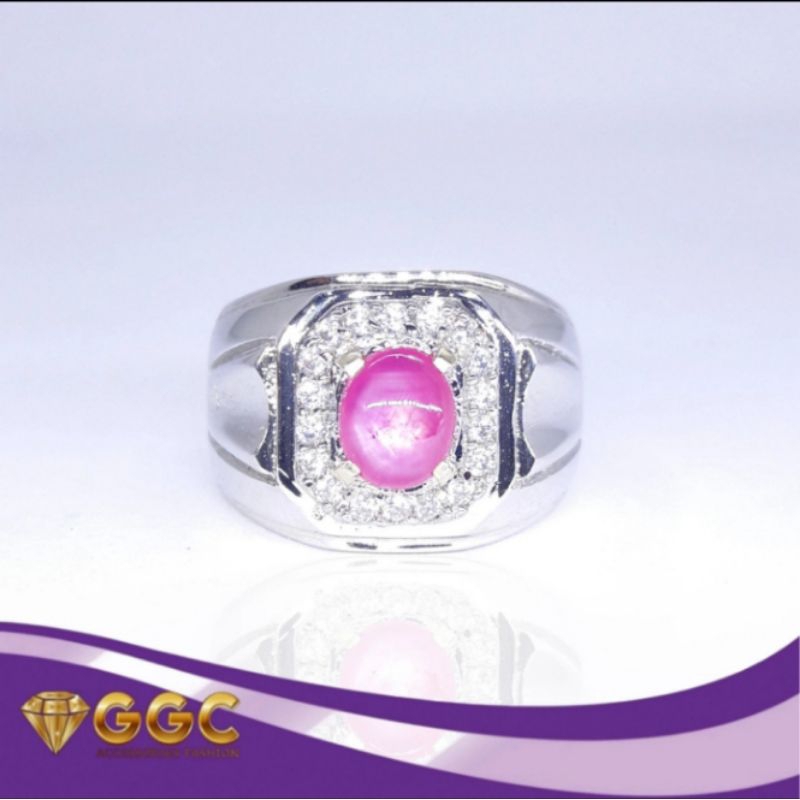 Cincin Batu Permata Natural Star Ruby Corundum