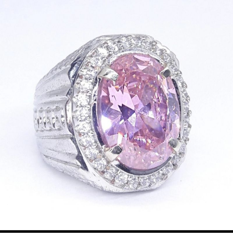 Cincin Batu Pink Zircon American Diamond