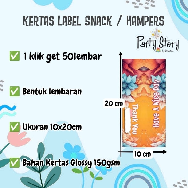 

50lembar Kertas Label Snack / Hampers Mini Edisi Universal Thankyou