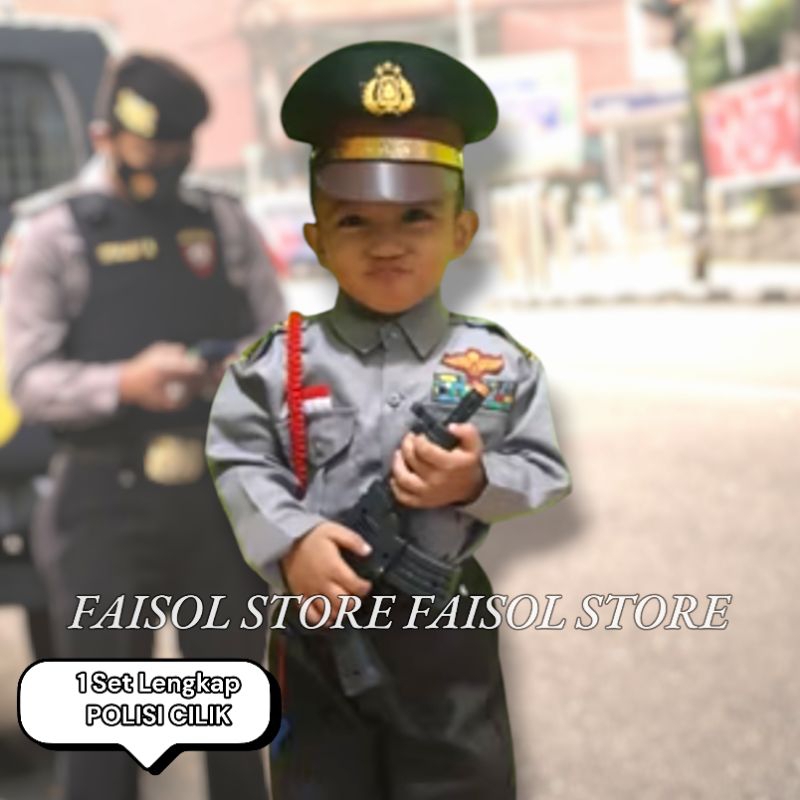 BAJU POLISI ANAK PUTRA PAUD TK SD, BAJU KOSTUM ANAK PROFESI POLISI CILIK PAUD,TK,SD, BAJU POLISI ANA
