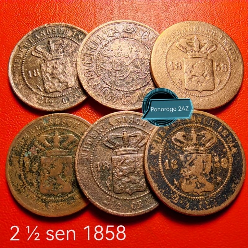 2,5 sen cent benggol tahun 1858 jaman belanda asli