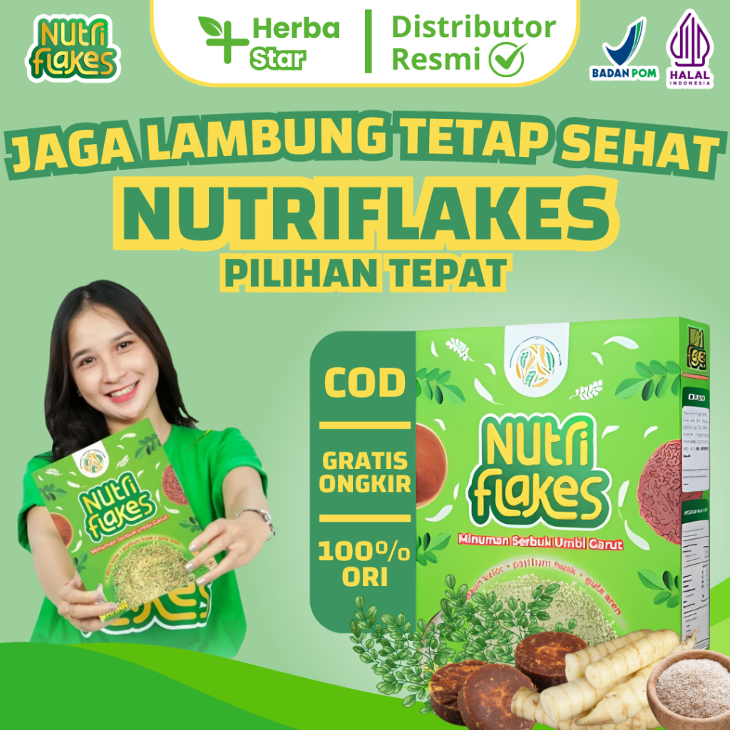 

Nutriflakes Sereal Umbi Garut 100% Original Mampu Meredakan Asam Lambung, Jaga Lambung Tetap Kenyang