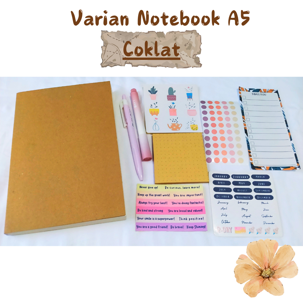 

JOURNAL NOTEBOOK COVER COKLAT | JOURNAL KIT | PAKET JOURNAL | PRODUCTIVITY PLANNER | JOURNALING KIT | NOTEBOOK | PAPRE BOOK | SET ALAT TULIS | HAMPERS JOURNAL | HAMPERS ALAT TULIS