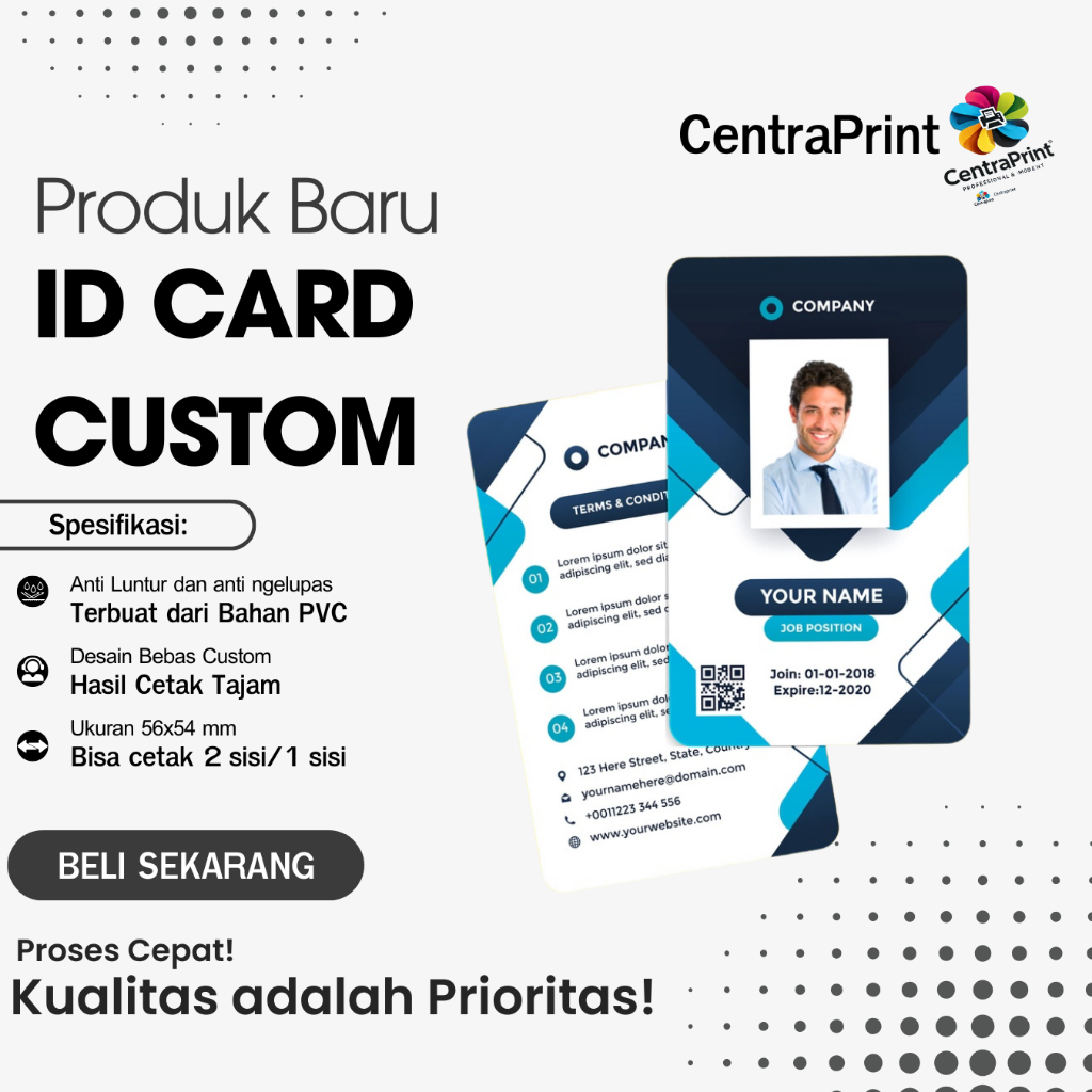 

ID Card Custom Full Colour ID Card Bahan PVC Harga Kompetitif Order Sekarang!