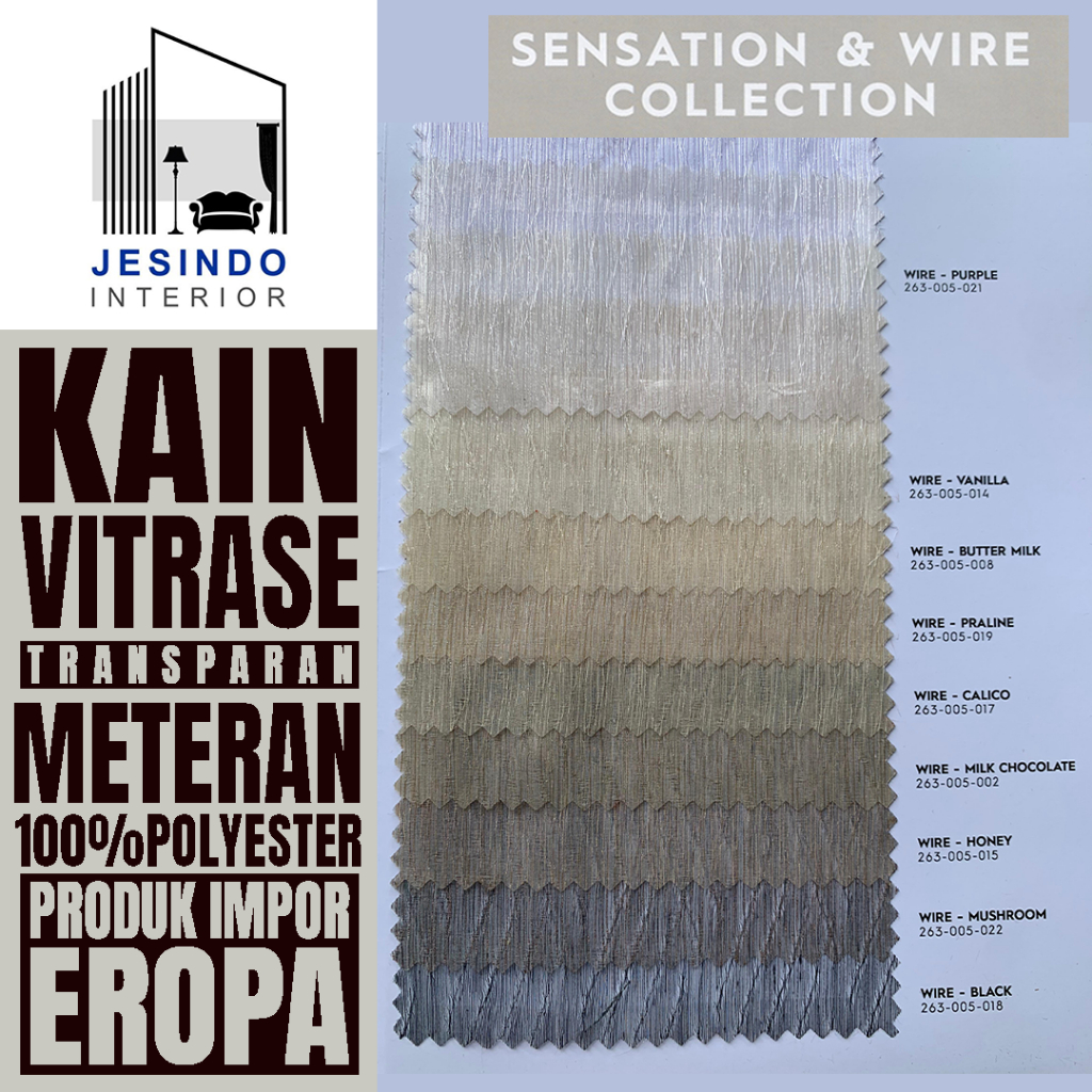 WIRE Kain Gorden Vitrase Transparan Meteran Bahan Polyester Lebar 300 CM