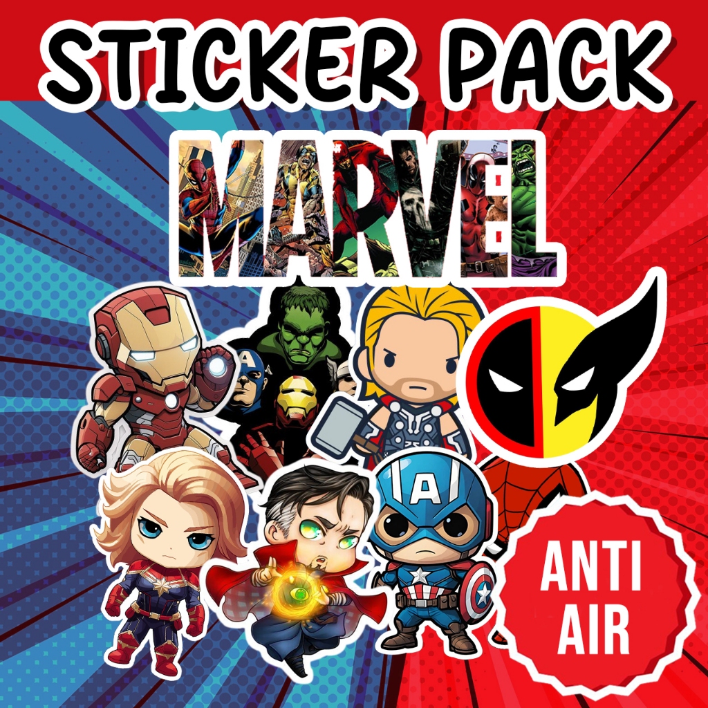 

Sticker Marvel Mini Pack 15 pcs Bisa Hologram Captain America/Spiderman/THOR/Avengers End Game Vinyil Waterpoorf Aesthetic Stiker Super Hero Lucu Keren Journal Jurnal Tumblr Helm